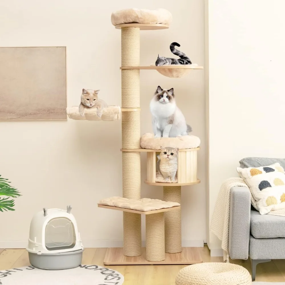 Tangkula Large Cat Tree Tower, Multi-Level Tall Cat Tree with Sisal Posts, Hammocks, Hanging Basket, and Cat Condo, Washable Cus
Tangkula Large Cat Tree Tower, Multi-Level Tall Cat Tree with Sisal Posts, Hammocks, Hanging Basket, and Cat Condo, Washable Cus