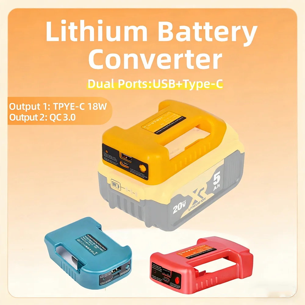 Преобразователь литиевой батареи USB Type-C, держатель для батареи, адаптер для зарядного устройства для Dewalt Makita Milwaukee, 18 В, зажим, зарядное устройство Power Bank
Преобразователь литиевой батареи USB Type-C, держатель для батареи, адаптер для зарядного устройства для Dewalt Makita Milwaukee, 18 В, зажим, зарядное устройство Power Bank