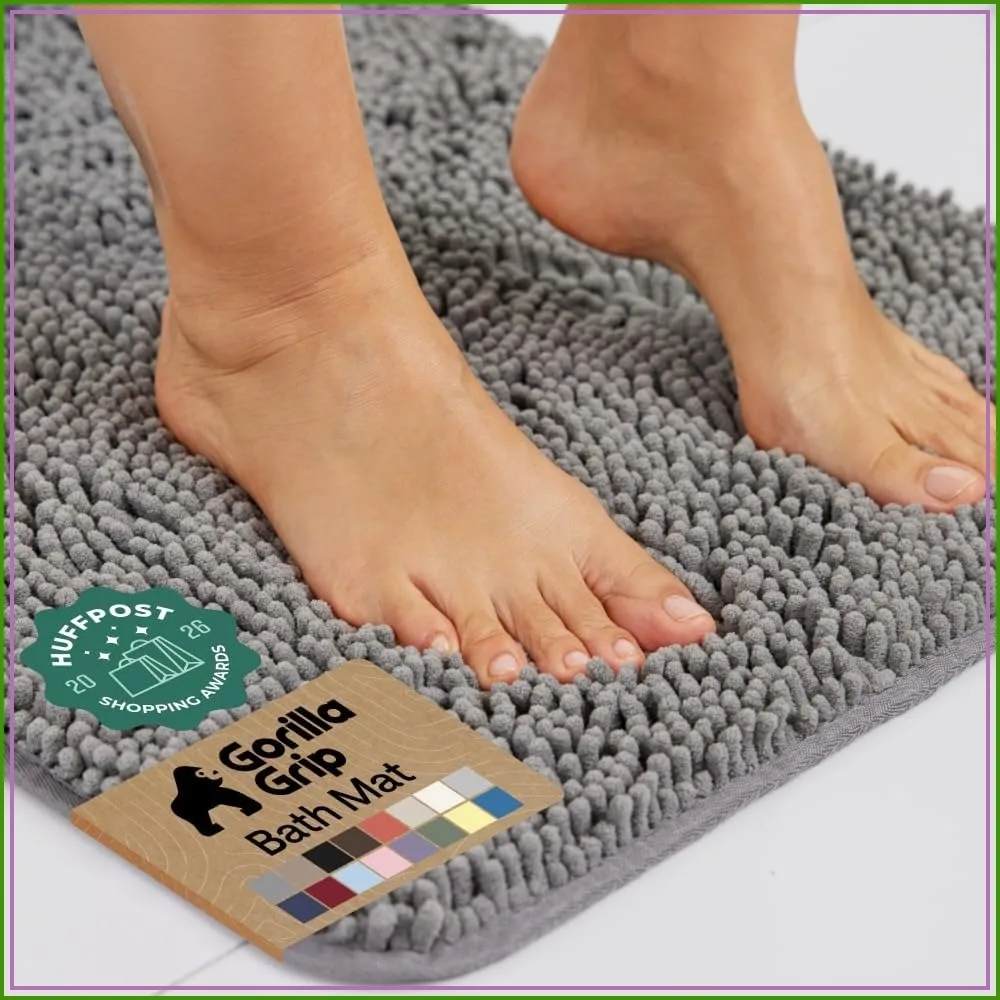 Thick Chenille Bath Rug 30x20, Ultra Absorbent, Quick Dry Microfiber, Non-Slip Rubber Backing, Machine Washable Bathroom Mat, Grey
Thick Chenille Bath Rug 30x20, Ultra Absorbent, Quick Dry Microfiber, Non-Slip Rubber Backing, Machine Washable Bathroom Mat, Grey