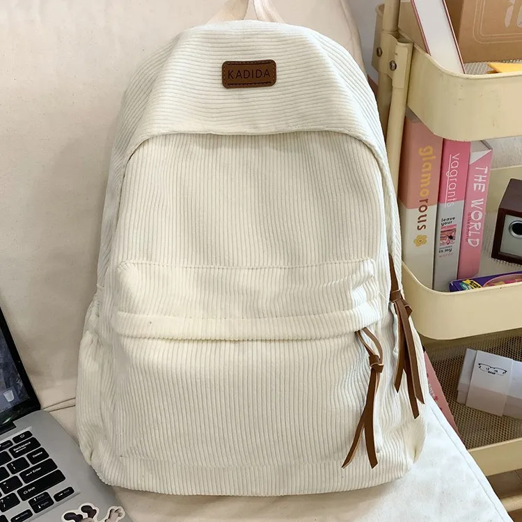 Women's Cream Corduroy Backpack, Casual Daypack Charm, Lightweight School Bag for Teens
Women's Cream Corduroy Backpack, Casual Daypack Charm, Lightweight School Bag for Teens