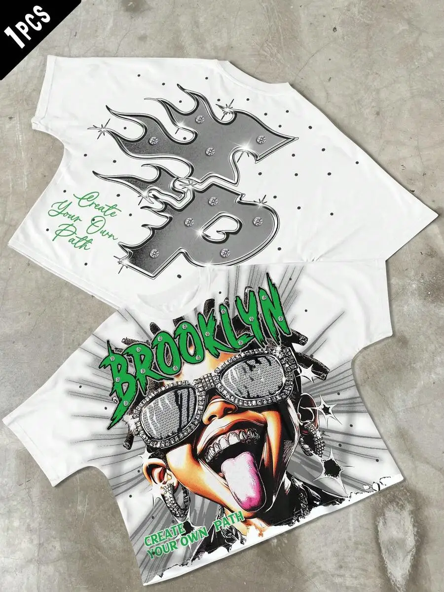 Mens Streetwear Graphic Tee With Brooklyn Print And Flame Design
Mens Streetwear Graphic Tee With Brooklyn Print And Flame Design