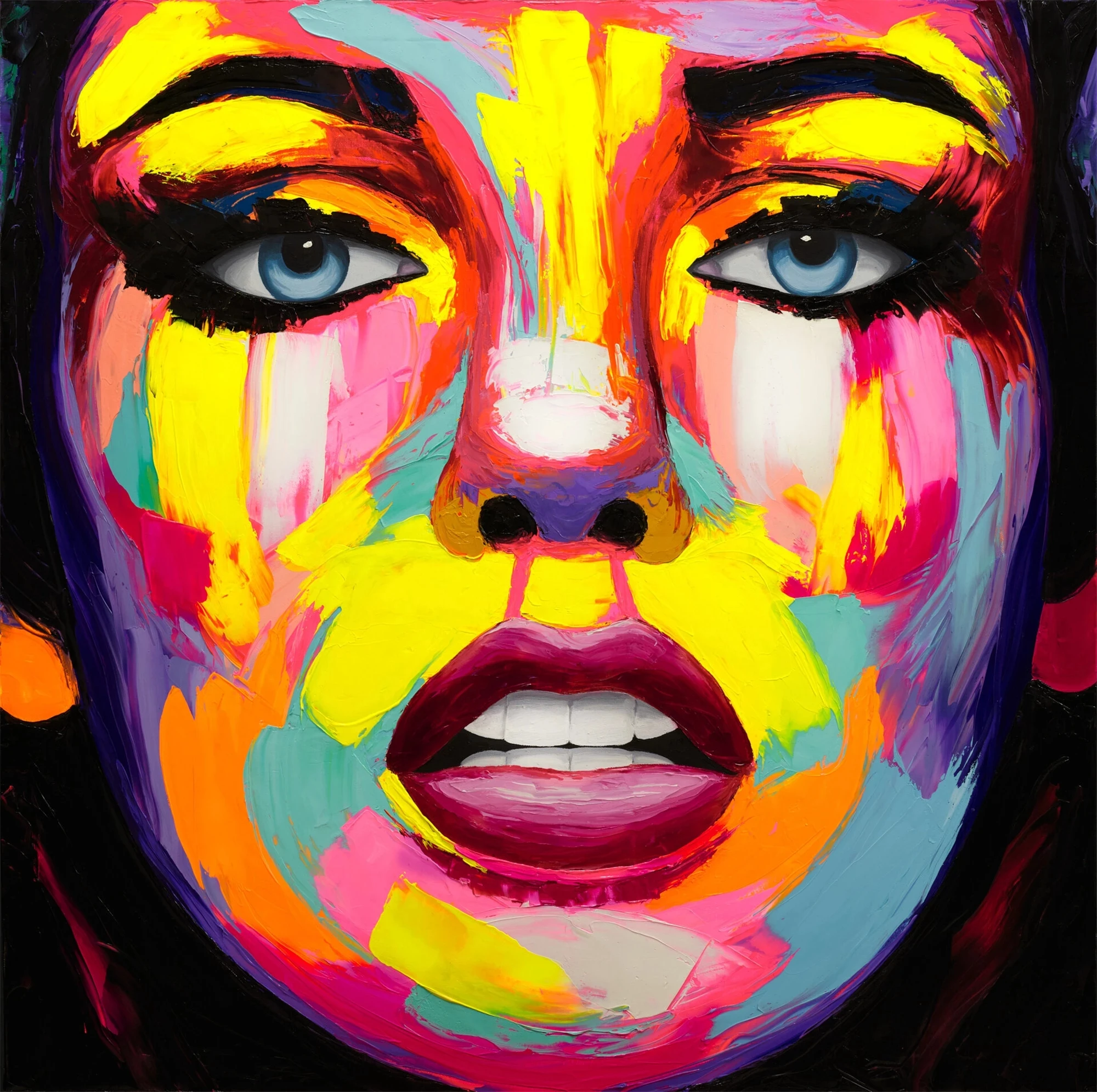 Hand Painted on Canvas Face Portrait Painting Square Pop Wall Art Home Decor
Hand Painted on Canvas Face Portrait Painting Square Pop Wall Art Home Decor