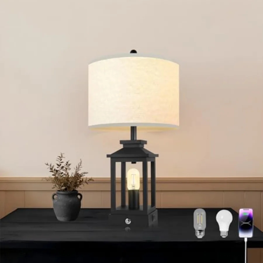 Farmhouse Table Lamp for Bedroom, Black Touch Lamp with USB-C and USB-A Ports, Retro 3-Way Dimmable Bedside Lamps for Living Ro
Farmhouse Table Lamp for Bedroom, Black Touch Lamp with USB-C and USB-A Ports, Retro 3-Way Dimmable Bedside Lamps for Living Ro