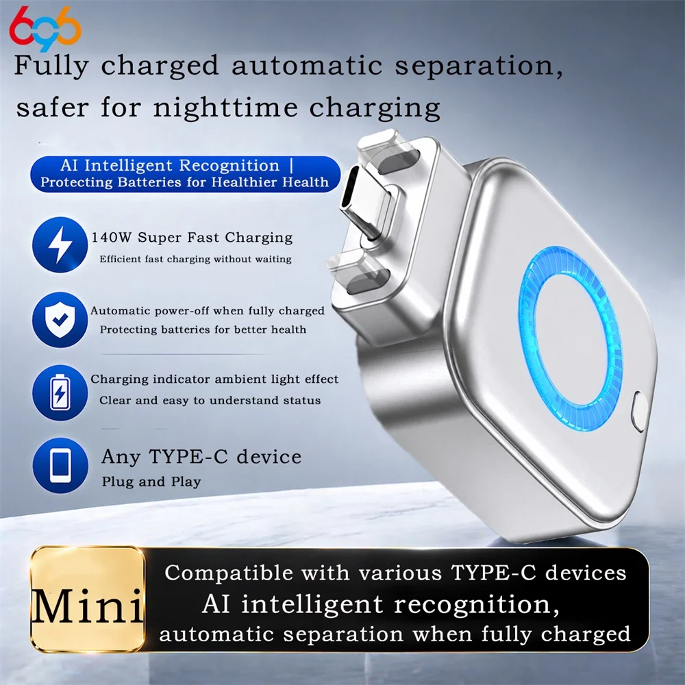 Portable Mini Intelligent Full Charge Separator Adapter Auto Power-Off Safe Overnight Stay 140W Type-C Fast Charging Converter
Portable Mini Intelligent Full Charge Separator Adapter Auto Power-Off Safe Overnight Stay 140W Type-C Fast Charging Converter