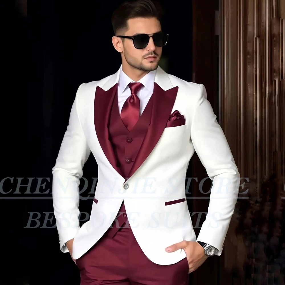 Luxury Men's Suits Wedding One-Button Peak Lapel Slim Fit 3 Piece Jacket Pants Vest High Quality Male Clothing Costume Homme
Luxury Men's Suits Wedding One-Button Peak Lapel Slim Fit 3 Piece Jacket Pants Vest High Quality Male Clothing Costume Homme