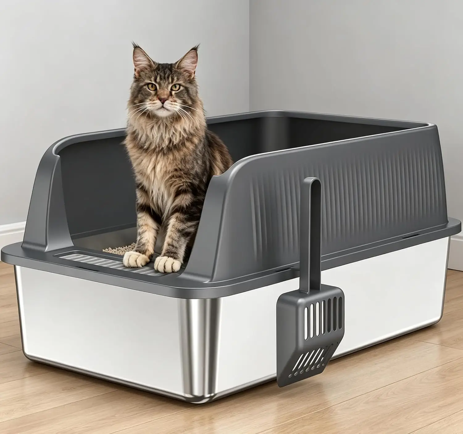 High-Sided Leak-Proof Non-Stick Cat Litter Box Easy Clean with Hanging Scoop Active Cats Prevent Scatter Keep Home Tidy Custom
High-Sided Leak-Proof Non-Stick Cat Litter Box Easy Clean with Hanging Scoop Active Cats Prevent Scatter Keep Home Tidy Custom
