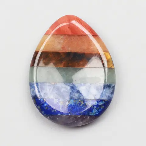 Natural Crystal Quartz Chakra Healing Stone, Worry Thumb Gemstone, Chakra Healing Massager, 7 Colors, Water droplet shape decor