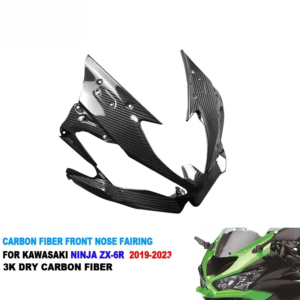 100% Full 3K Dry Carbon Fiber Motorcycle Front Nose Headlight Cover Fairing Cowl for Ninja ZX-6R 2019+
100% Full 3K Dry Carbon Fiber Motorcycle Front Nose Headlight Cover Fairing Cowl for Ninja ZX-6R 2019+