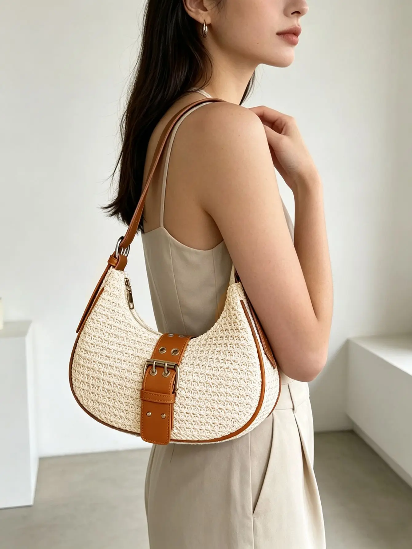 2026 New Style Crochet Underarm Bag Women's Fashion Color-Blocked Handbag PU Shoulder Strap Shoulder Small Bag Crescent Moon Bag
2026 New Style Crochet Underarm Bag Women's Fashion Color-Blocked Handbag PU Shoulder Strap Shoulder Small Bag Crescent Moon Bag