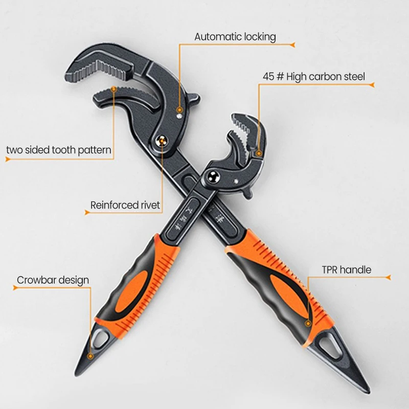 Adjustable Wrench Multifunctional Large Open Pipe Wrench Bathroom Stainless Steel Universal Adjustable Wrench