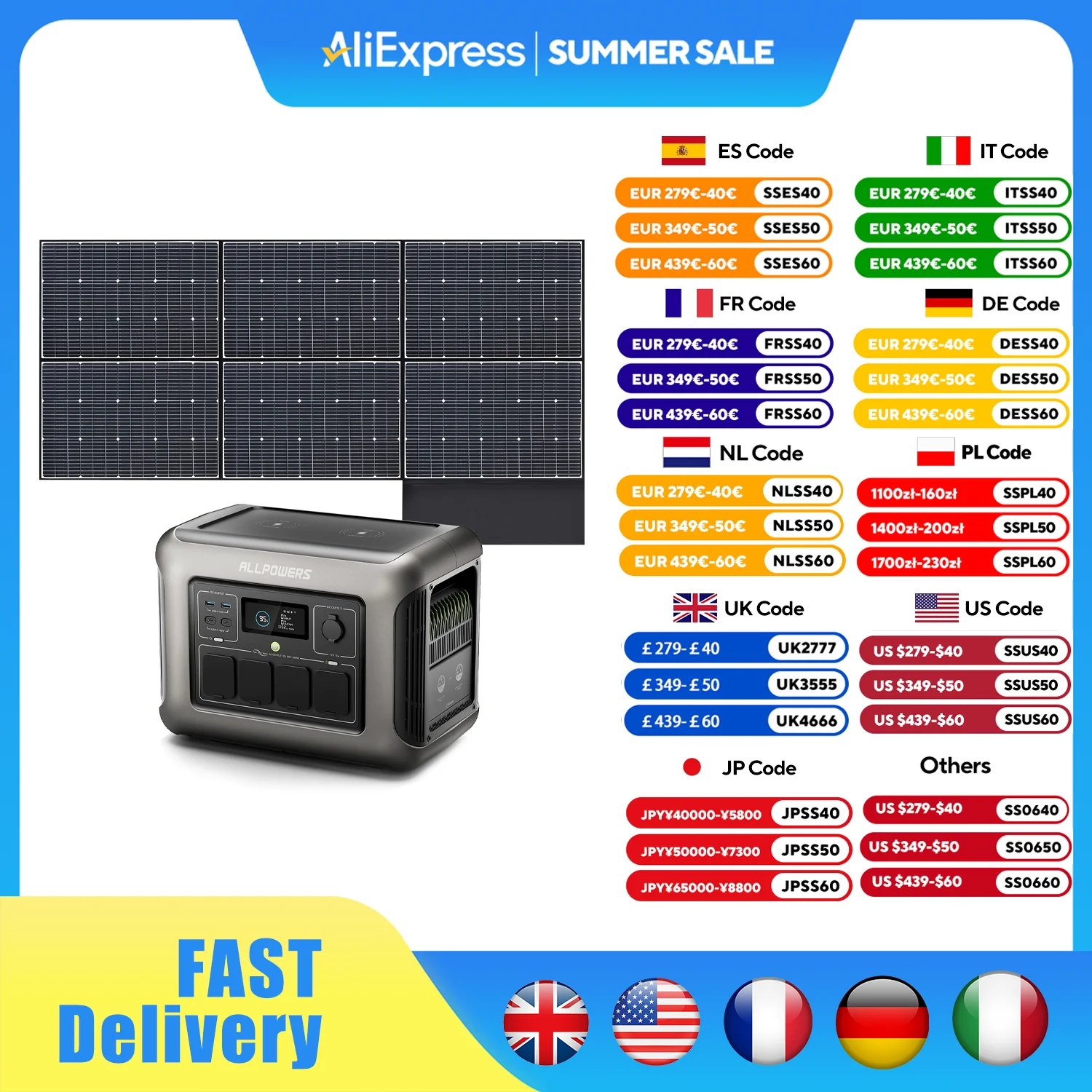 ALLPOWERS R1500 Portable Power Station with 600W Solar Panel 1152Wh 1500W LiFePO4 AC Output Solar Generator for Garden Party
ALLPOWERS R1500 Portable Power Station with 600W Solar Panel 1152Wh 1500W LiFePO4 AC Output Solar Generator for Garden Party