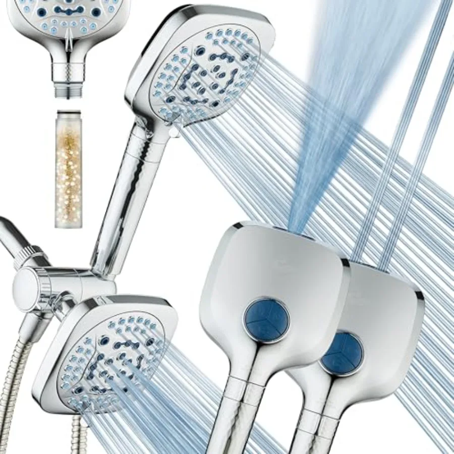 6-way High Pressure 82 Spray Mode Filtered Showerhead Combo - Handheld Shower Head Filters Chlorine to Heal Dry Skin Revive Hai
6-way High Pressure 82 Spray Mode Filtered Showerhead Combo - Handheld Shower Head Filters Chlorine to Heal Dry Skin Revive Hai