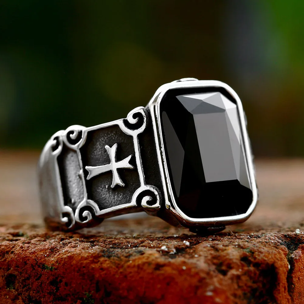 Unique Vintage Stainless Steel Black Stone Rings For Men Women Punk Biker Cross Ring High Quality Fashion Jewelry Gift Wholesale
Unique Vintage Stainless Steel Black Stone Rings For Men Women Punk Biker Cross Ring High Quality Fashion Jewelry Gift Wholesale