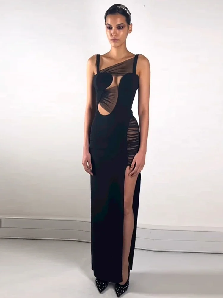2024 Summer Sexy Sleeveless V Neck Mesh Hollow Out Bandage Dress Women Black Spaghetti Strap High Split Long Bodycon Dresses
2024 Summer Sexy Sleeveless V Neck Mesh Hollow Out Bandage Dress Women Black Spaghetti Strap High Split Long Bodycon Dresses