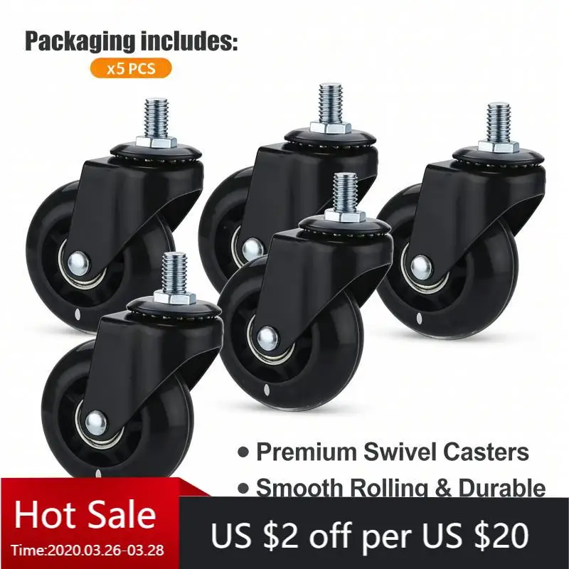 5Pcs 2.5 Inch M6/M8/M10 Heavy Duty PU Caster Wheels, M6/M8/M10x15mm Silent Universal Casters for Trolley, Cabinets,Furniture
5Pcs 2.5 Inch M6/M8/M10 Heavy Duty PU Caster Wheels, M6/M8/M10x15mm Silent Universal Casters for Trolley, Cabinets,Furniture