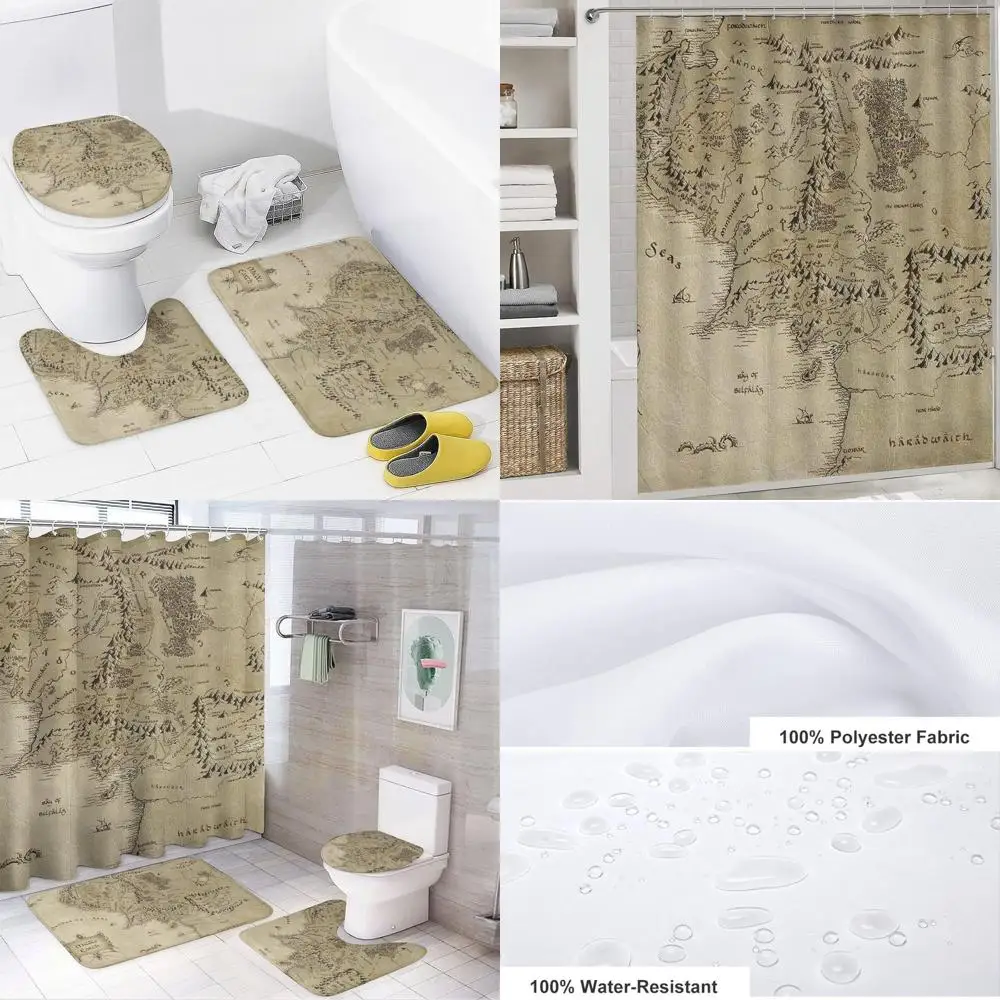 Middle Earth Themed Shower Curtain with Non-Slip Rug and Waterproof Toilet Seat Cover Set, 72 x 72
Middle Earth Themed Shower Curtain with Non-Slip Rug and Waterproof Toilet Seat Cover Set, 72 x 72