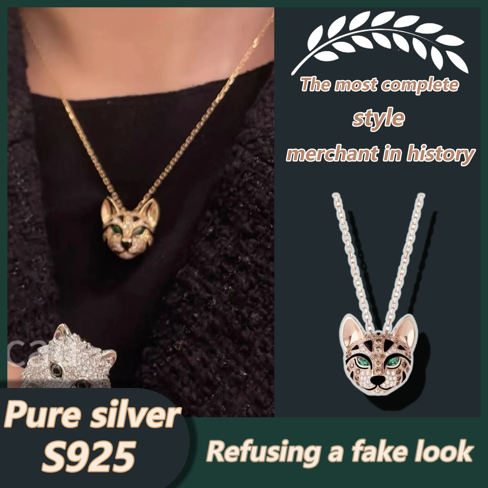 Design inspired leopard cat pendant necklace, pure silver S925, light luxury diamond inlaid niche necklace, Animaux series
Design inspired leopard cat pendant necklace, pure silver S925, light luxury diamond inlaid niche necklace, Animaux series
