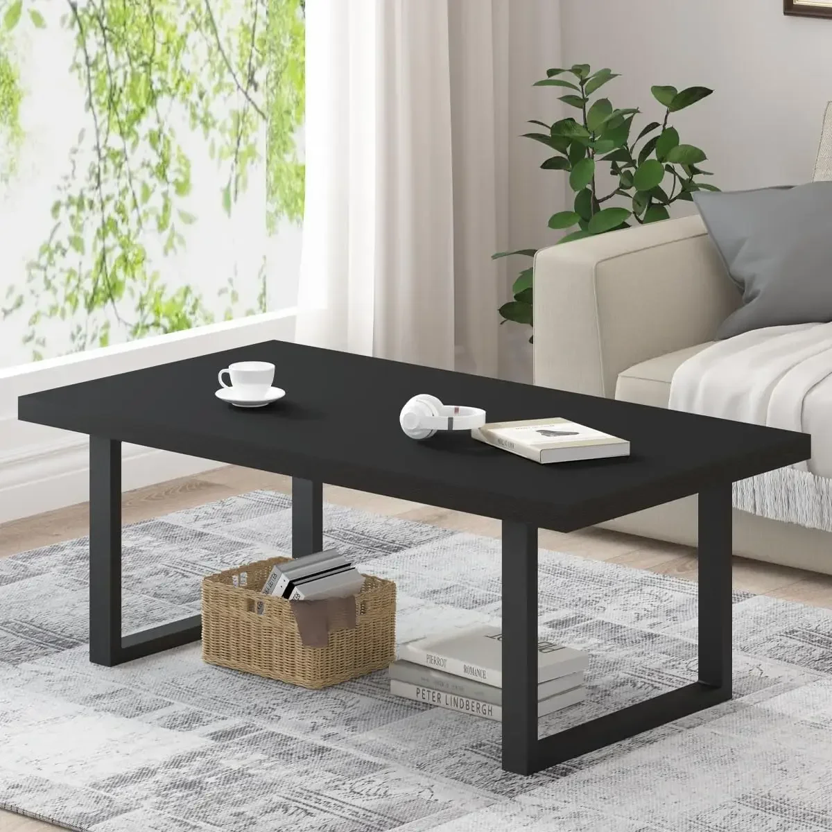 Modern Black Coffee Table, Minimalist Industrial Wooden Center Table, Simple Farmhouse Rectangle Living Room Table, Wood and Met
Modern Black Coffee Table, Minimalist Industrial Wooden Center Table, Simple Farmhouse Rectangle Living Room Table, Wood and Met