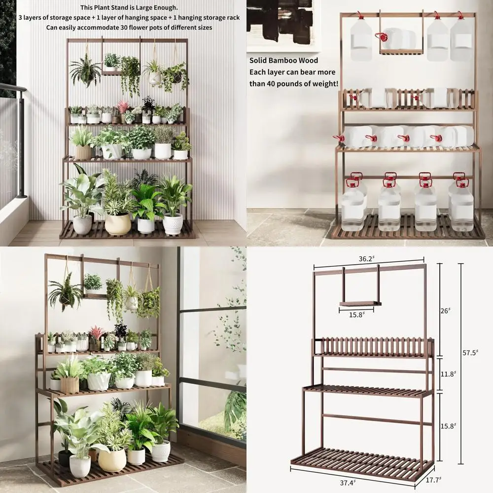 3-Tier Hanging Plant Stand Ladder with Pot Organizer Shelves for Indoor Plant Display
3-Tier Hanging Plant Stand Ladder with Pot Organizer Shelves for Indoor Plant Display