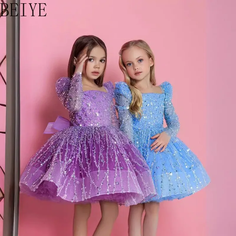 Long Sleeve Glitter Sequin Tulle Kids Princess Dress Big Back Bow Birthday Dress Wedding Flower Girl Pageant Formal Tutu Gown
Long Sleeve Glitter Sequin Tulle Kids Princess Dress Big Back Bow Birthday Dress Wedding Flower Girl Pageant Formal Tutu Gown