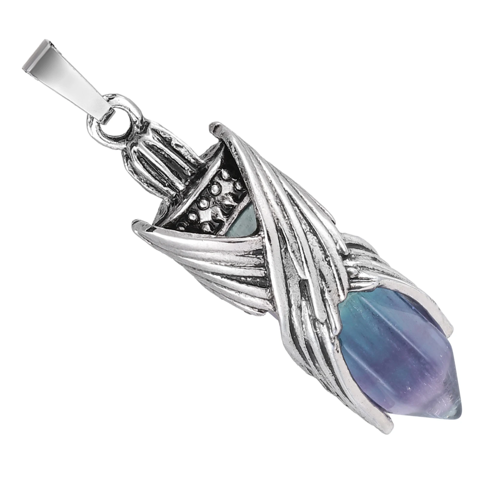 Hexagonal Crystal Point Wand Stone Pendant With Alloy Angel Wing For Jewelry Making DIY Necklace
Hexagonal Crystal Point Wand Stone Pendant With Alloy Angel Wing For Jewelry Making DIY Necklace