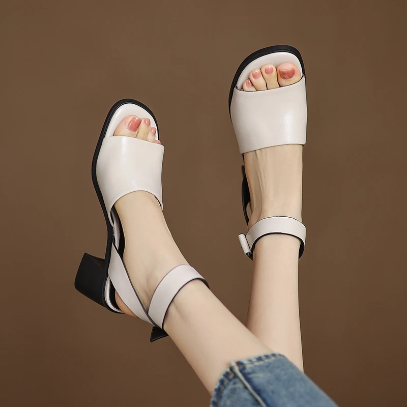 Women's new summer leather cowhide round toe thick heel high-heeled open toe retro fish mouth shoes fashion sandals
Women's new summer leather cowhide round toe thick heel high-heeled open toe retro fish mouth shoes fashion sandals