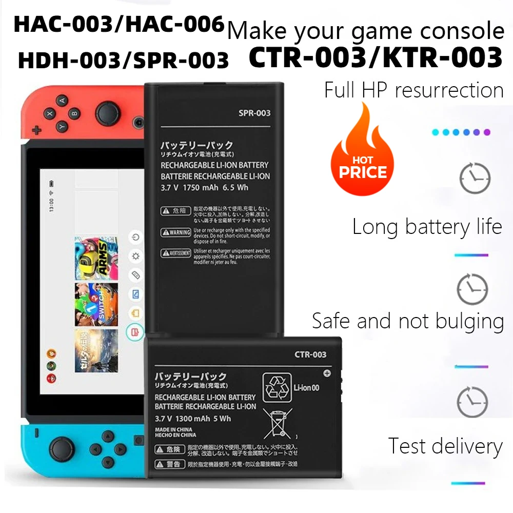 High Quality CTR-003/KTR-003/SPR-003/HAC-003 Lithium Battery NS Host Switch Pro Joycon Handle Lite Rechargeable Battery
High Quality CTR-003/KTR-003/SPR-003/HAC-003 Lithium Battery NS Host Switch Pro Joycon Handle Lite Rechargeable Battery