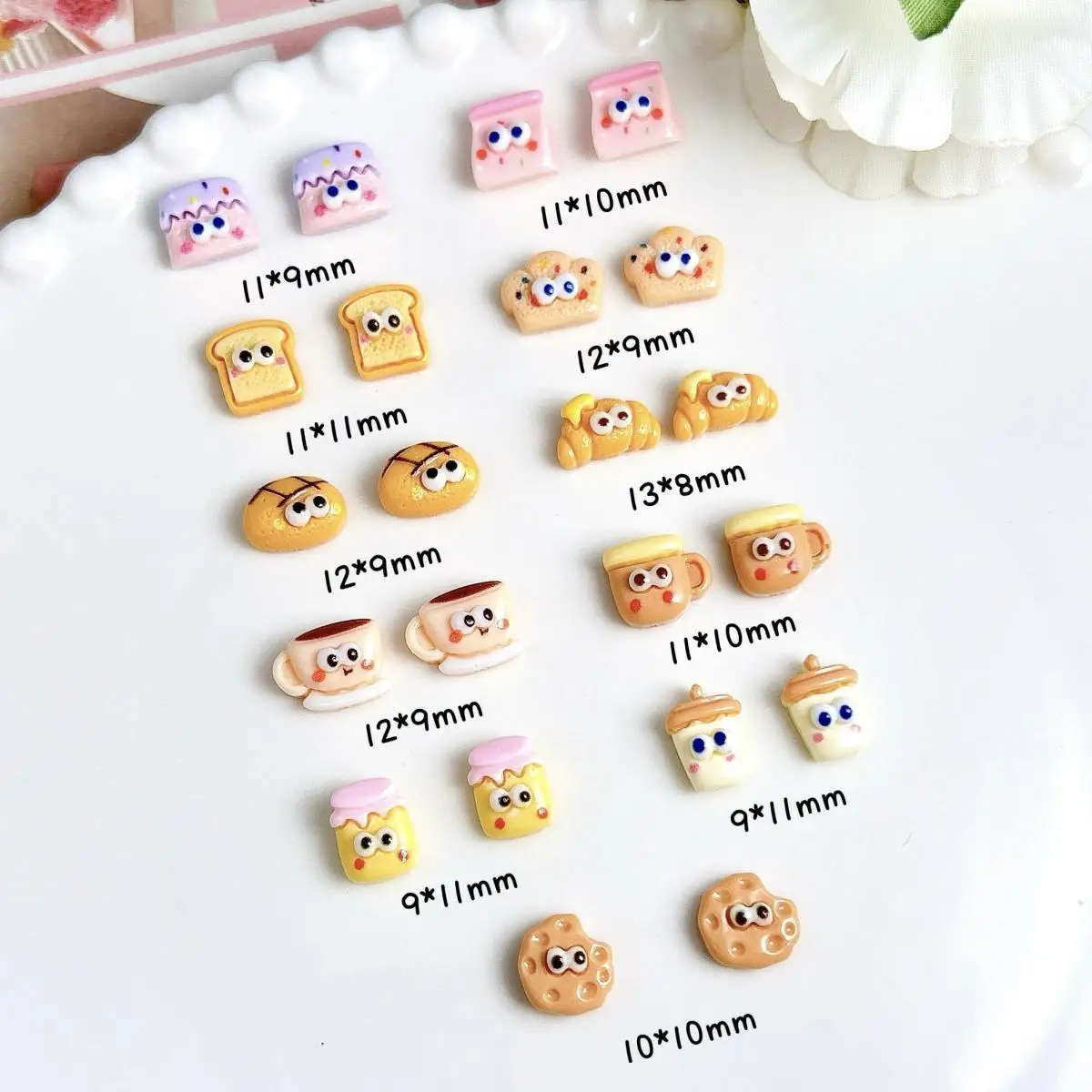 3D Resin Dessert Series Nail Art Decoration Cartoon Eyes Bread Cookies Coffee Shape Nail Charms Bulk Supplies for DIY Crafts
3D Resin Dessert Series Nail Art Decoration Cartoon Eyes Bread Cookies Coffee Shape Nail Charms Bulk Supplies for DIY Crafts