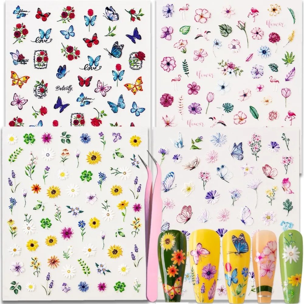 Summer Gel Nail Stickers for Nail Art Designs Adhesive 3D Floral Embossed Decals 4 Sheets Cute 5D Flower Polish Design Stickers Kit for Women Girls Kids DIY Manicure with Nail Art Tweezers Long Lasting Waterproof Nail
Summer Gel Nail Stickers for Nail Art Designs Adhesive 3D Floral Embossed Decals 4 Sheets Cute 5D Flower Polish Design Stickers Kit for Women Girls Kids DIY Manicure with Nail Art Tweezers Long Lasting Waterproof Nail
