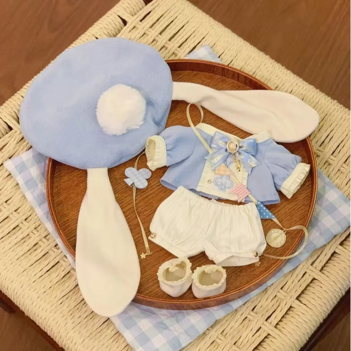 20CM Cotton Doll Clothes Blue School Style Outfit with Long Ear Rabbit Hat Cute Plush Doll Dress Up Accessories
20CM Cotton Doll Clothes Blue School Style Outfit with Long Ear Rabbit Hat Cute Plush Doll Dress Up Accessories