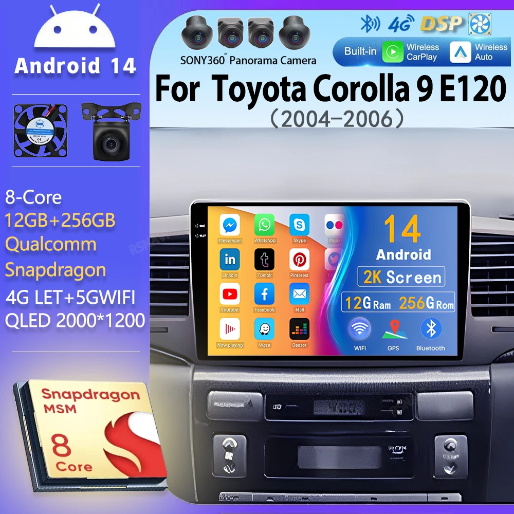 Android 14 Carplay Авто Авто Радио Мультимедийный Плеер Для Toyota Corolla 9 E120 2004-2006 WIFI + 4G Навигация Стерео 2din GPS BT
Android 14 Carplay Авто Авто Радио Мультимедийный Плеер Для Toyota Corolla 9 E120 2004-2006 WIFI + 4G Навигация Стерео 2din GPS BT