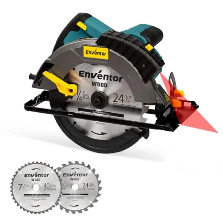 Circular Saw Corded 14A Electric Circular Saws 7-1/4-Inch with Laser Guide 2 Blade Saws 40T/24T Max Cutting Depth 2-7/
Circular Saw Corded 14A Electric Circular Saws 7-1/4-Inch with Laser Guide 2 Blade Saws 40T/24T Max Cutting Depth 2-7/