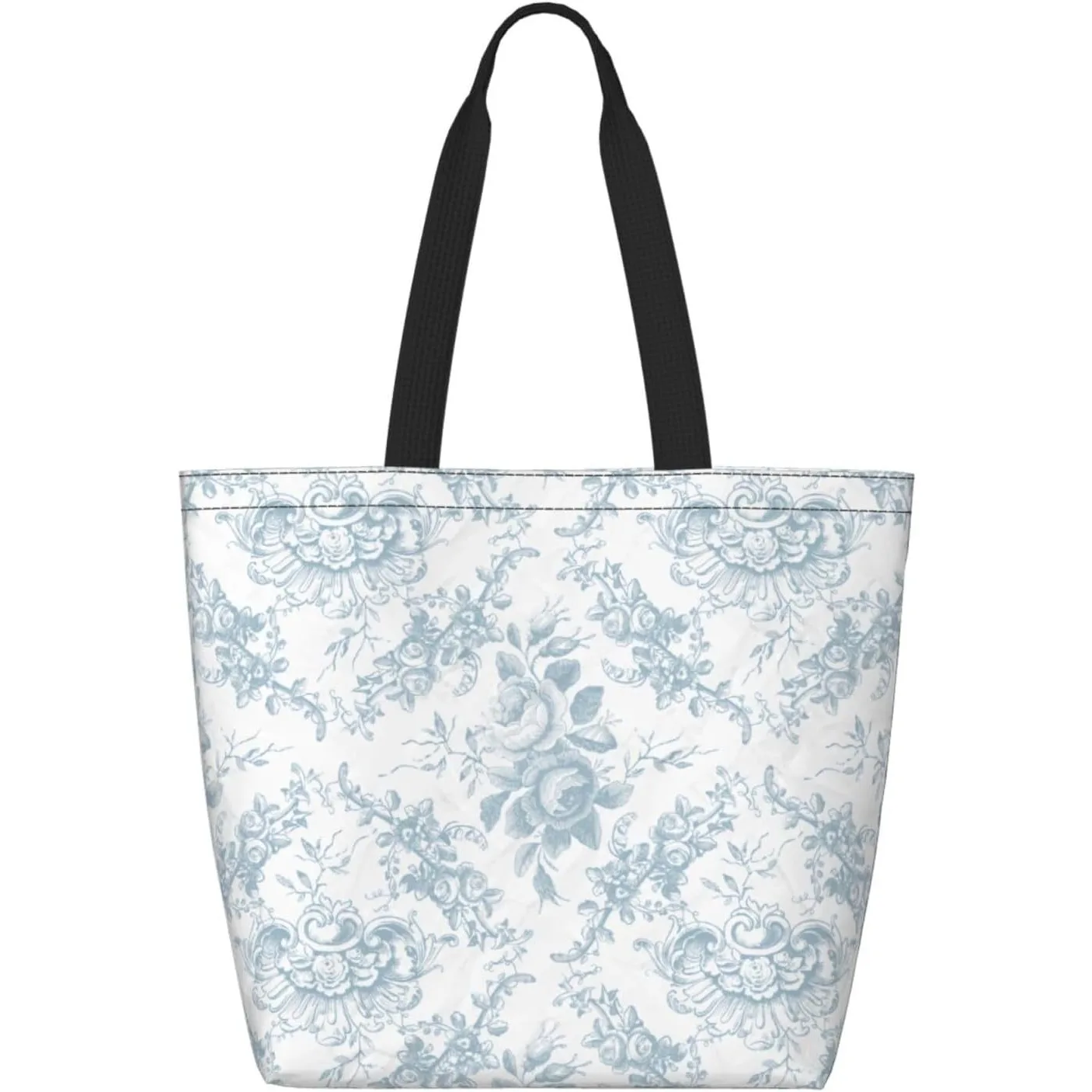 Elegant Engraved Blue and White Floral Toile Tote Bag with Zipper Pocket, Reusable Shopping Bag, Lightweight
Elegant Engraved Blue and White Floral Toile Tote Bag with Zipper Pocket, Reusable Shopping Bag, Lightweight