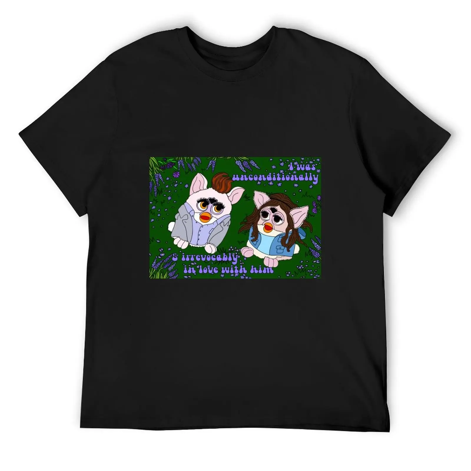 Furby Bella Swan & Edward Cullen in the meadow “I was unconditionally and irrevocably in love with him” (includes text) T-Shirt 
Furby Bella Swan & Edward Cullen in the meadow “I was unconditionally and irrevocably in love with him” (includes text) T-Shirt