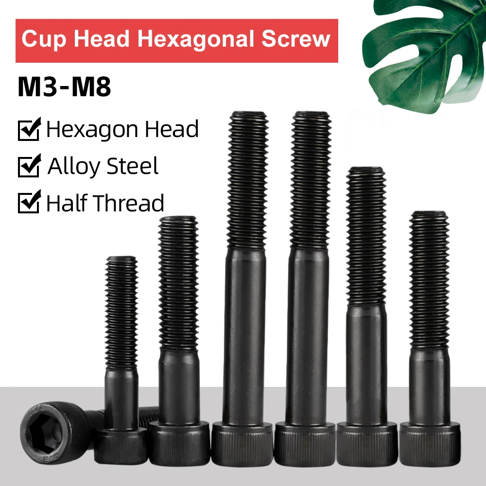 Hexagon Hex Socket Cup Head Screw Bolts M3 M4 M5 M6 M8 12.9 Grade Blackening Alloy Steel Allen Machine Screw Half Thread Din 912 
Hexagon Hex Socket Cup Head Screw Bolts M3 M4 M5 M6 M8 12.9 Grade Blackening Alloy Steel Allen Machine Screw Half Thread Din 912