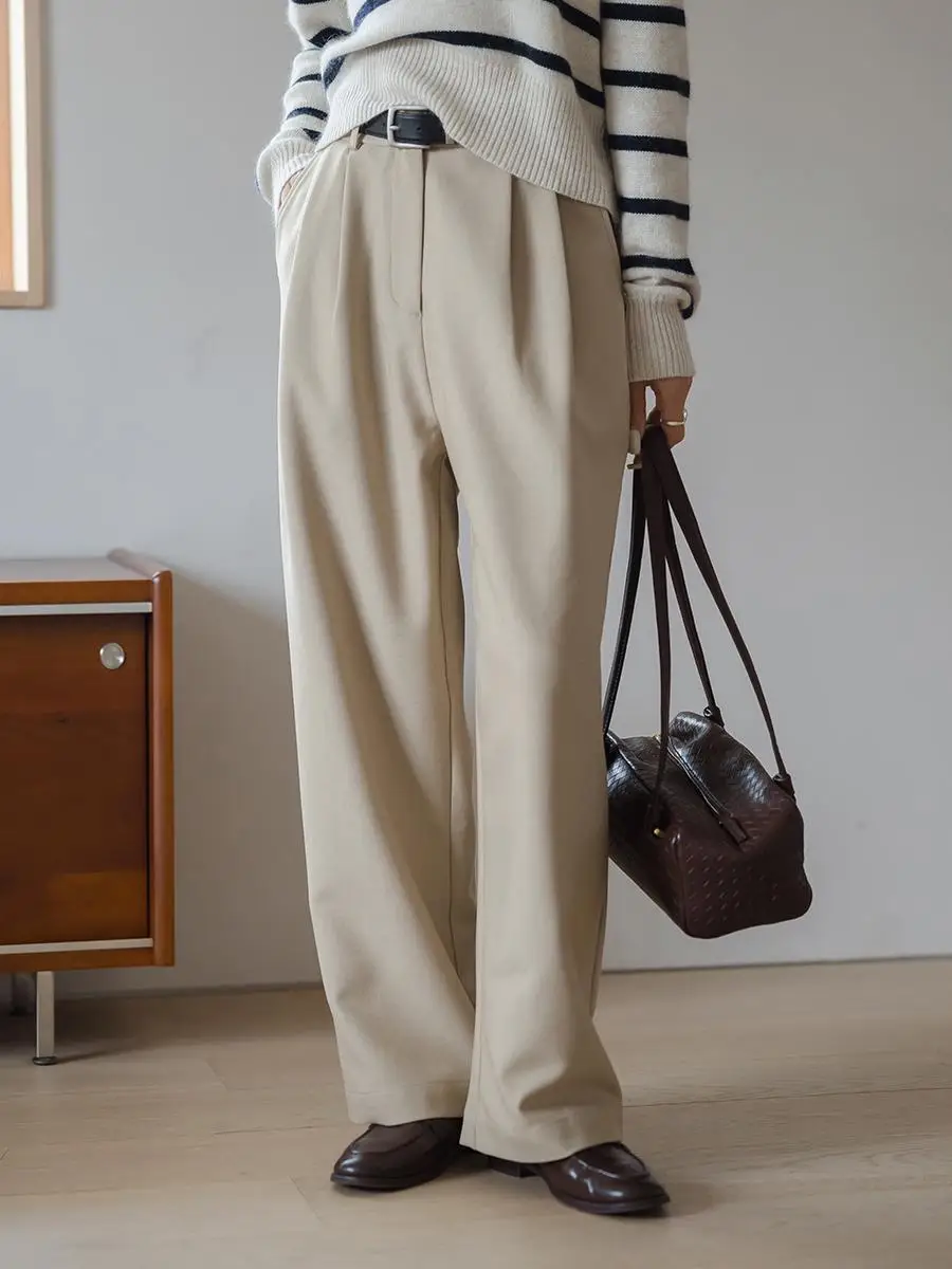 Khaki Casual Straight Leg Suit Pants High Waist Slimming Versatile Wide Leg Pants Commute Sle Korean Faion Long Pants
Khaki Casual Straight Leg Suit Pants High Waist Slimming Versatile Wide Leg Pants Commute Sle Korean Faion Long Pants