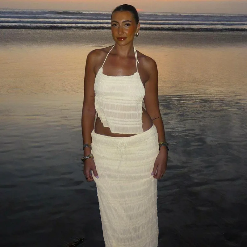 Driftwear Women Elegant Long Skirt Set Hanging Neck Pleated Chiffon Beach Wear 2pcs Sets Women Long Dress Summer Bikini Cover Up
Driftwear Women Elegant Long Skirt Set Hanging Neck Pleated Chiffon Beach Wear 2pcs Sets Women Long Dress Summer Bikini Cover Up