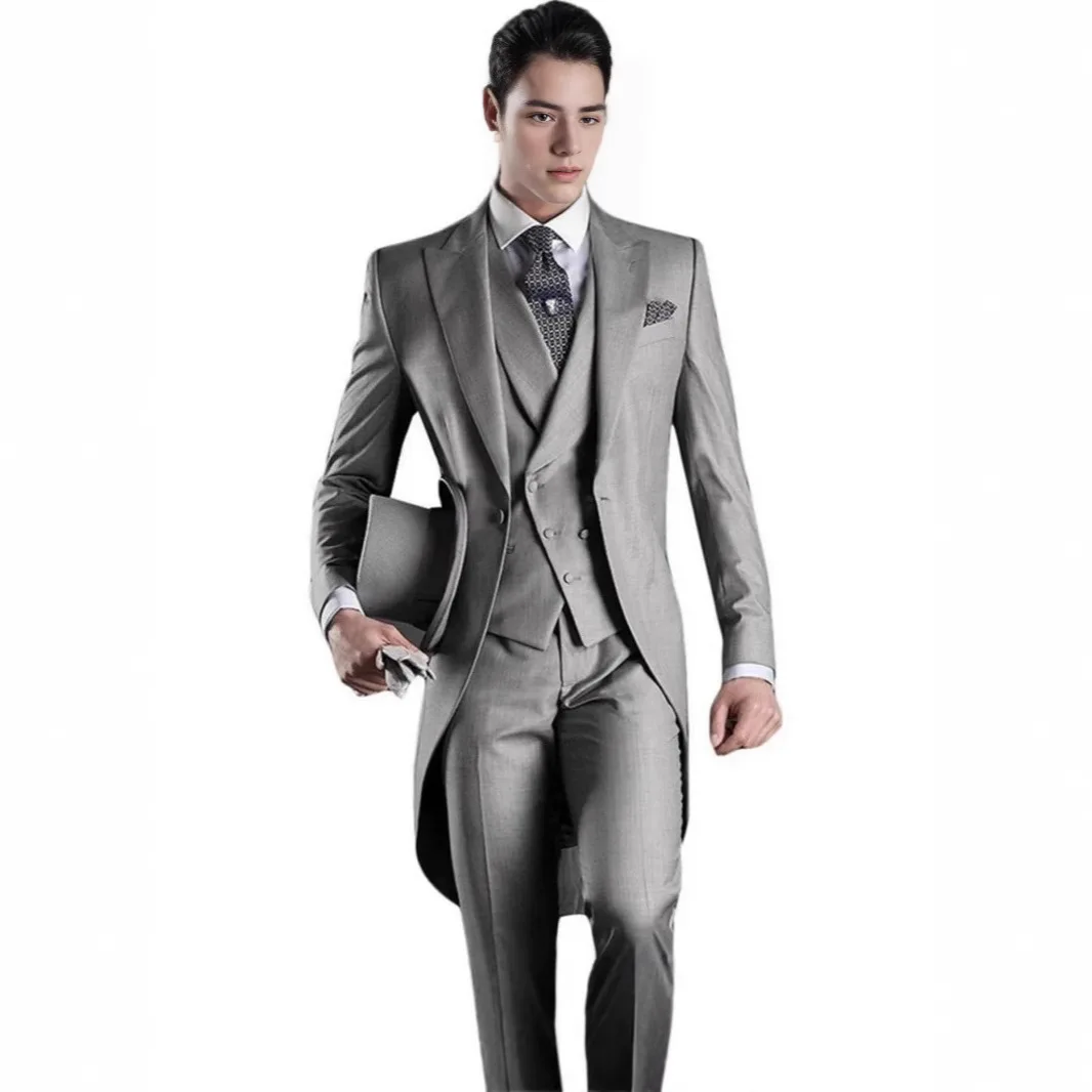 2025 Мужской приталенный смокинг, свадебный наряд, мужские костюмы, королевский черный костюм из 3 предметов для мужчин, свадебный костюм по индивидуальному заказу, по запросу, банкет 
2025 Мужской приталенный смокинг, свадебный наряд, мужские костюмы, королевский черный костюм из 3 предметов для мужчин, свадебный костюм по индивидуальному заказу, по запросу, банкет