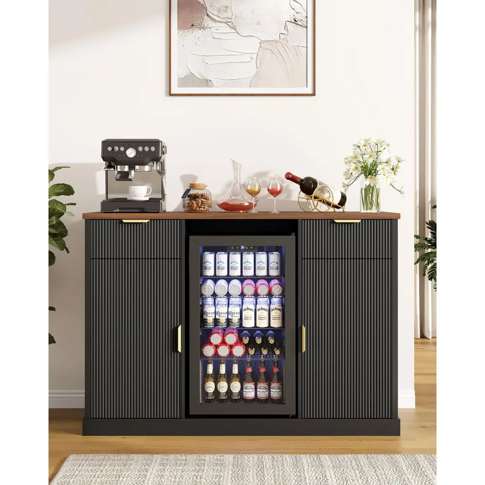 55 Large Coffee Bar Cabinet with Fridge Space and Builtin Outlets, Modern Fluted Wine amp Liquor Bar Cabinet, Buffet Sideboard
55 Large Coffee Bar Cabinet with Fridge Space and Builtin Outlets, Modern Fluted Wine amp Liquor Bar Cabinet, Buffet Sideboard