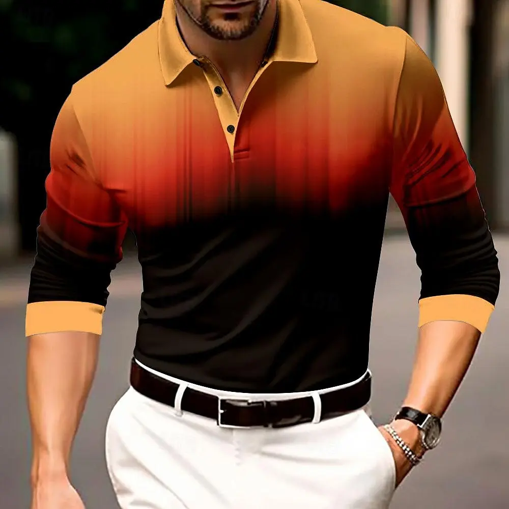 Men's Gradient Print Golf Shirt Long Sleeve Polo Shirt Lapel Business Casual Button 3D Printing Autumn and Winter
Men's Gradient Print Golf Shirt Long Sleeve Polo Shirt Lapel Business Casual Button 3D Printing Autumn and Winter