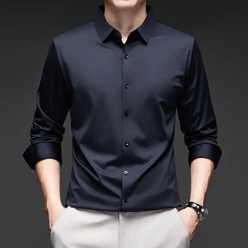 Men Clothing Mens Designer Clothes New in Tops Tees Long Sleeve T-shirts Spring and Autumn Solid Color Lapel Men's Shirts
Men Clothing Mens Designer Clothes New in Tops Tees Long Sleeve T-shirts Spring and Autumn Solid Color Lapel Men's Shirts