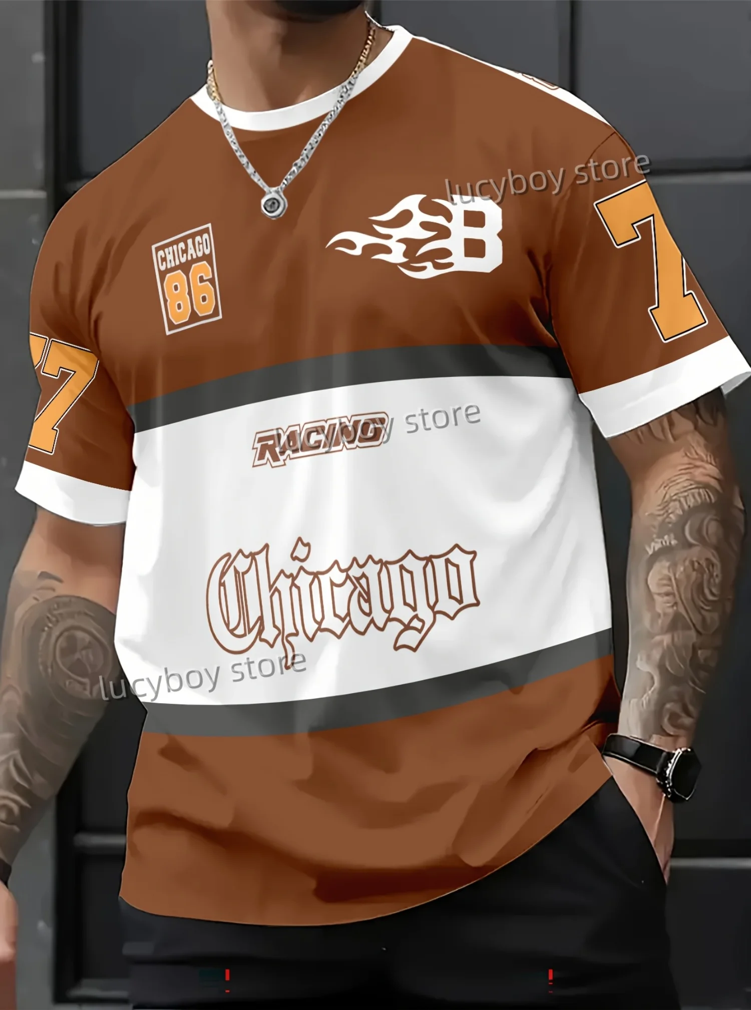 new Men RACING CHIAGO Print American Style T-Shirt Man Short Sleeve O- Neck sport Tee Vintage Basketball T-shirt Men Clothes
new Men RACING CHIAGO Print American Style T-Shirt Man Short Sleeve O- Neck sport Tee Vintage Basketball T-shirt Men Clothes