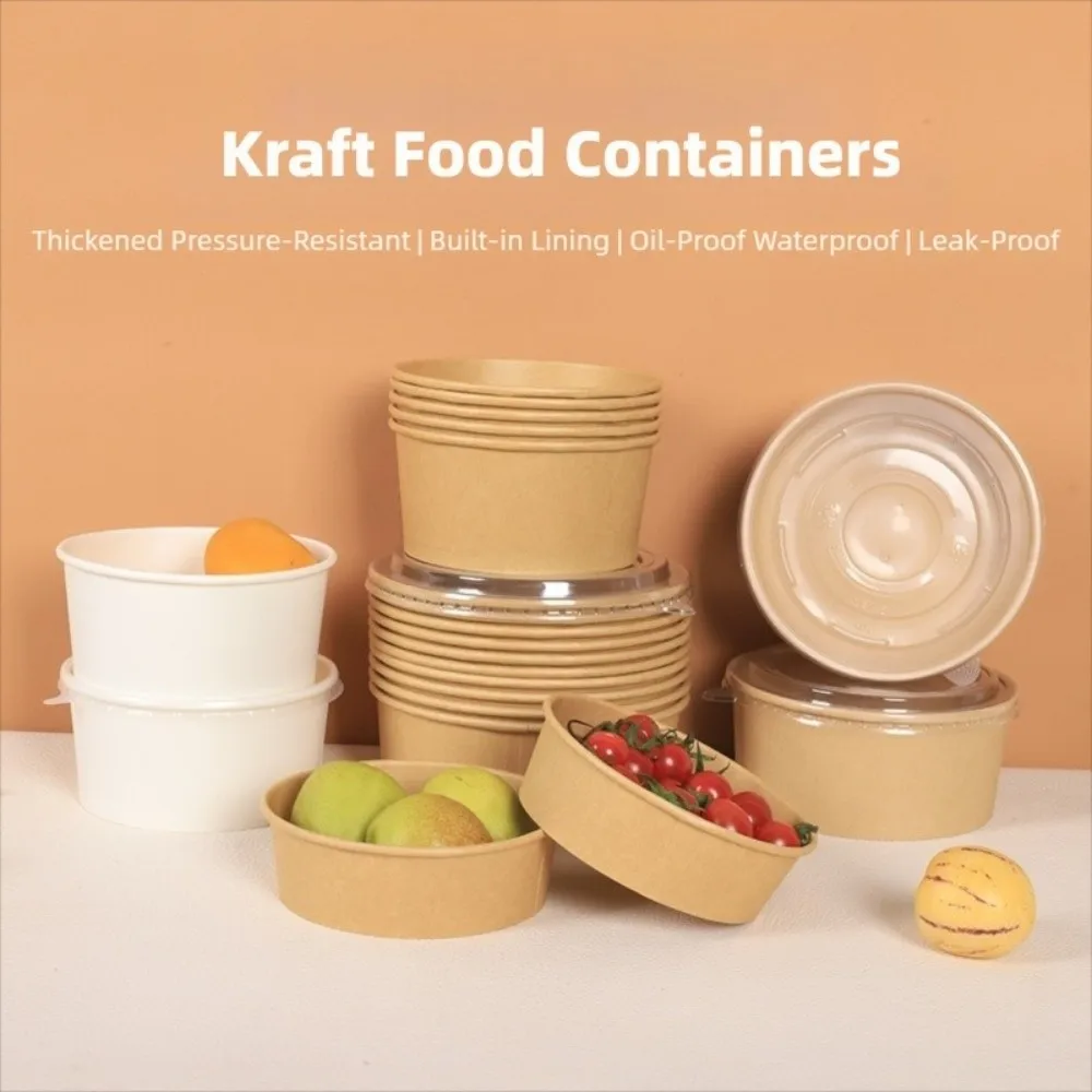 50pcs Disposable Kraft Salad Bowl 500/750ml Leak Proof Disposable Paper Bowl Round with Lid Disposable Lunch Box Food Packaging
50pcs Disposable Kraft Salad Bowl 500/750ml Leak Proof Disposable Paper Bowl Round with Lid Disposable Lunch Box Food Packaging