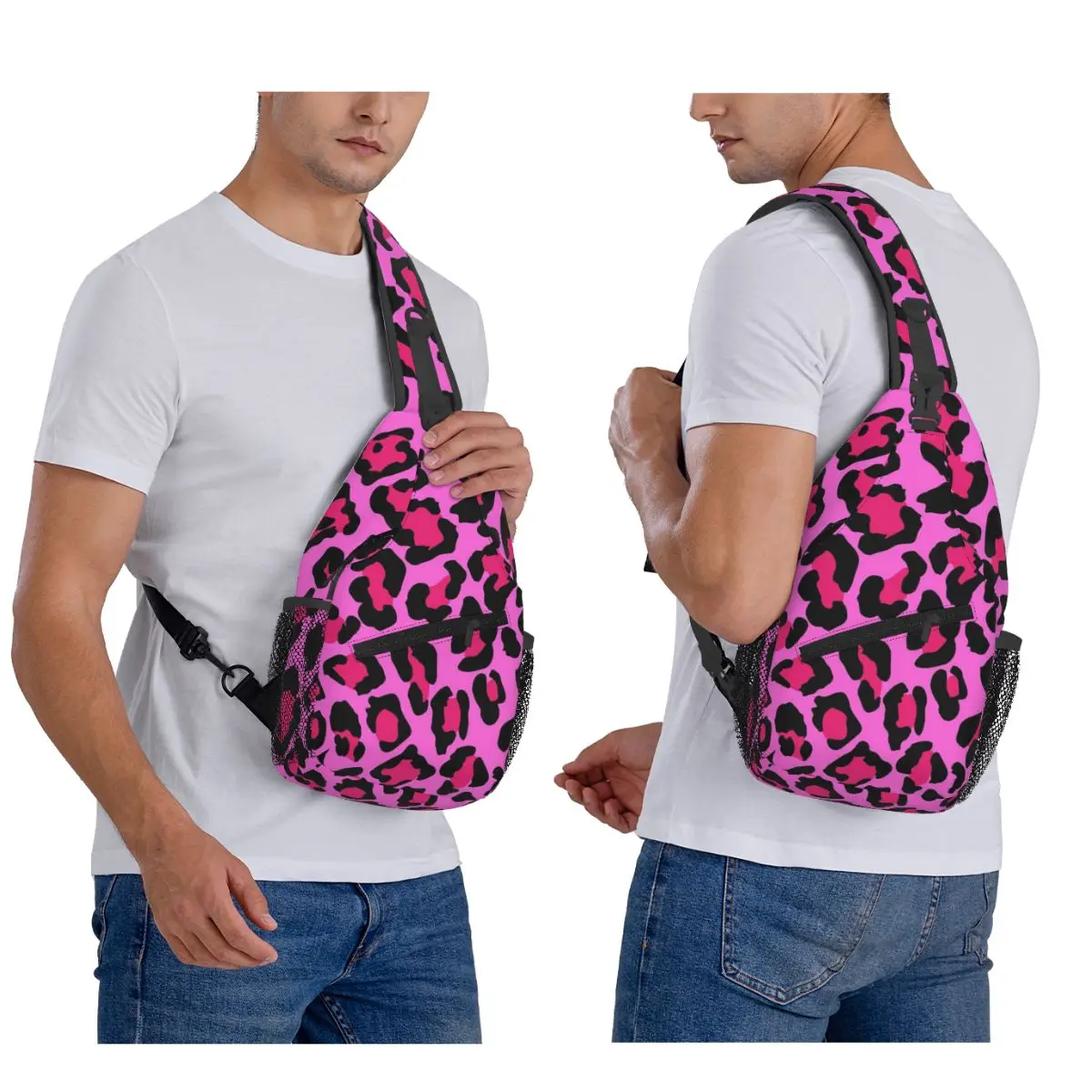 Hot Pink Leopard Print Chest Bag Men Sling Crossbody Backpack Chest Bag Traveling Hiking Daypack Shoulder Bag
Hot Pink Leopard Print Chest Bag Men Sling Crossbody Backpack Chest Bag Traveling Hiking Daypack Shoulder Bag