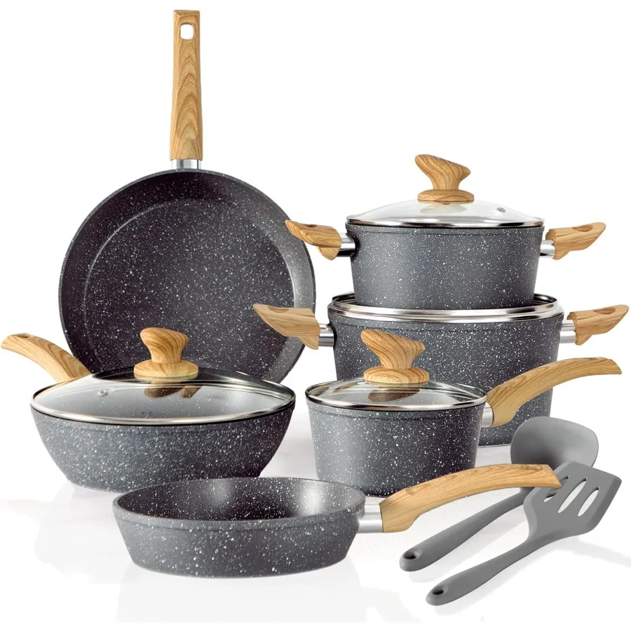 Наборы индукционной посуды — набор серых сковородок из 12 предметов, набор кастрюль и сковородок с антипригарным покрытием из гранита
Наборы индукционной посуды — набор серых сковородок из 12 предметов, набор кастрюль и сковородок с антипригарным покрытием из гранита