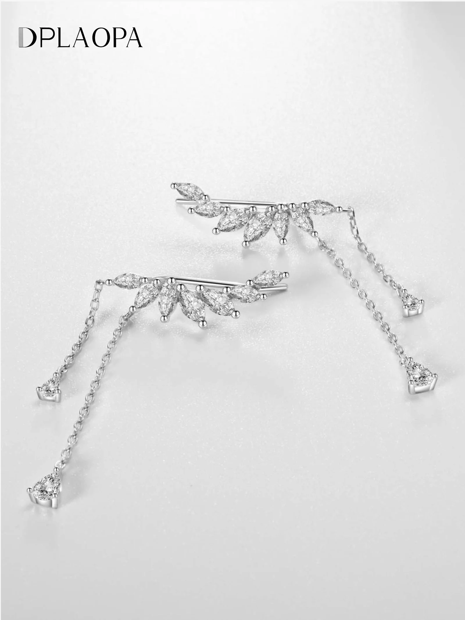 DPLAOPA 925 Sterling Silver Wings Double Chain Clear Zircon Pirecing Drop Earring Elegant Luxury Wedding Jewelry For Women
DPLAOPA 925 Sterling Silver Wings Double Chain Clear Zircon Pirecing Drop Earring Elegant Luxury Wedding Jewelry For Women