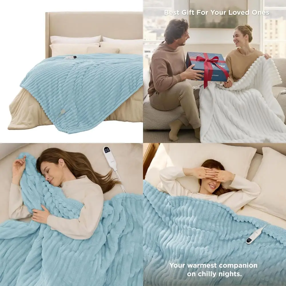 Полноразмерное фланелевое электрическое одеяло в толстую полоску с 6 уровнями нагрева, 10 вариантами таймера, автоматическое выключение на 8 часов, идеальный подарок для бабушки
Полноразмерное фланелевое электрическое одеяло в толстую полоску с 6 уровнями нагрева, 10 вариантами таймера, автоматическое выключение на 8 часов, идеальный подарок для бабушки