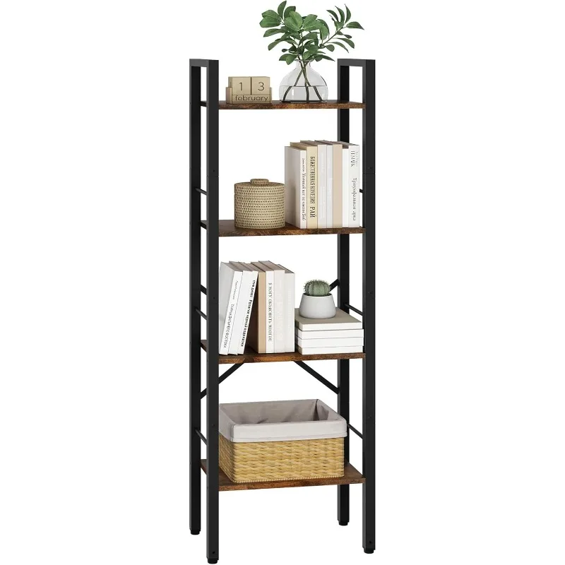 4 Tier Ladder Shelf Industrial Small Bookcase, Narrow Small Bookshelf with Metal Frame, Multifunctional Skinny Shelf for Bedroom
4 Tier Ladder Shelf Industrial Small Bookcase, Narrow Small Bookshelf with Metal Frame, Multifunctional Skinny Shelf for Bedroom