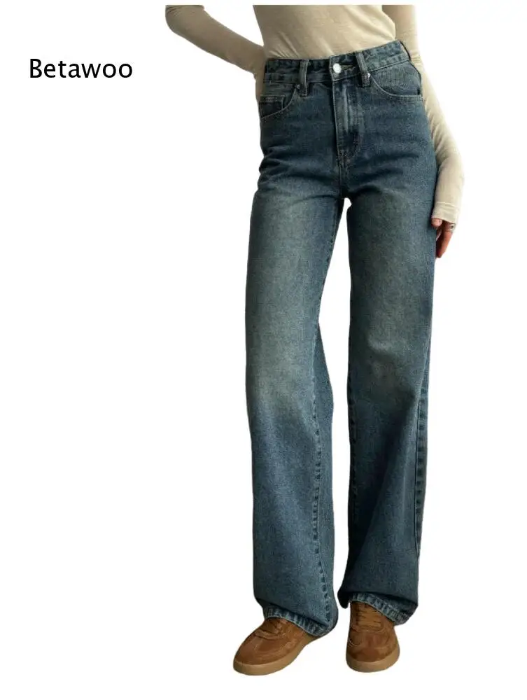Women Vintage Washed Blue High Waist Wide Leg Jeans Loose Full Length Casual Daily Denim Trousers
Women Vintage Washed Blue High Waist Wide Leg Jeans Loose Full Length Casual Daily Denim Trousers