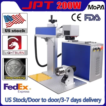 JPT 200W M7 Mopa Fiber Laser Marking Cutting Machine 200x200mm Quartz Len Rotary Compatible Lightburn
